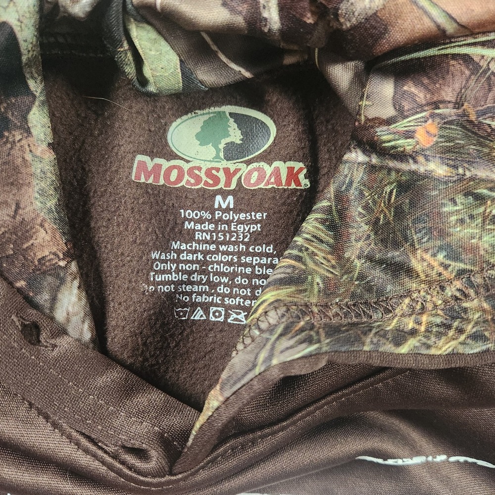Mossy Oak Sweatshirt Hoodie Men's Size Medium American Flag Camo Hunting Brown - Picture 7 of 7